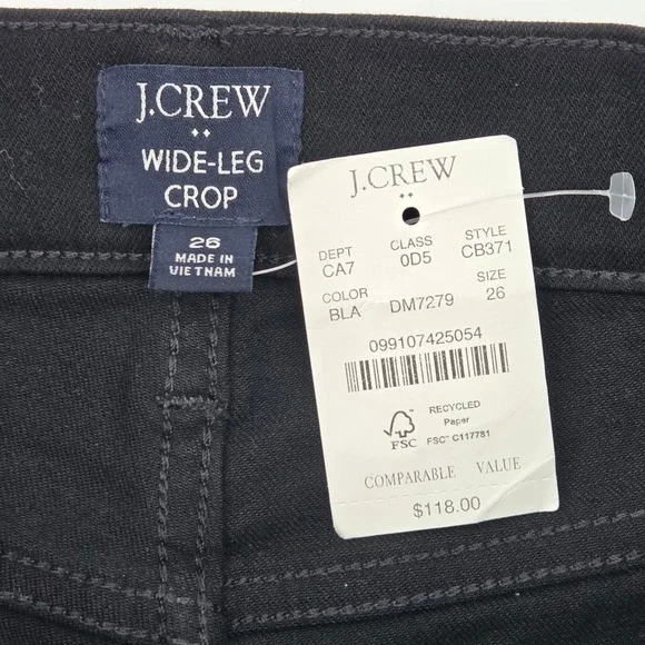 J.Crew Wide-Leg Crop Jeans Womens 26 Black High Rise Stretch Denim Casual - Picture 3 of 8